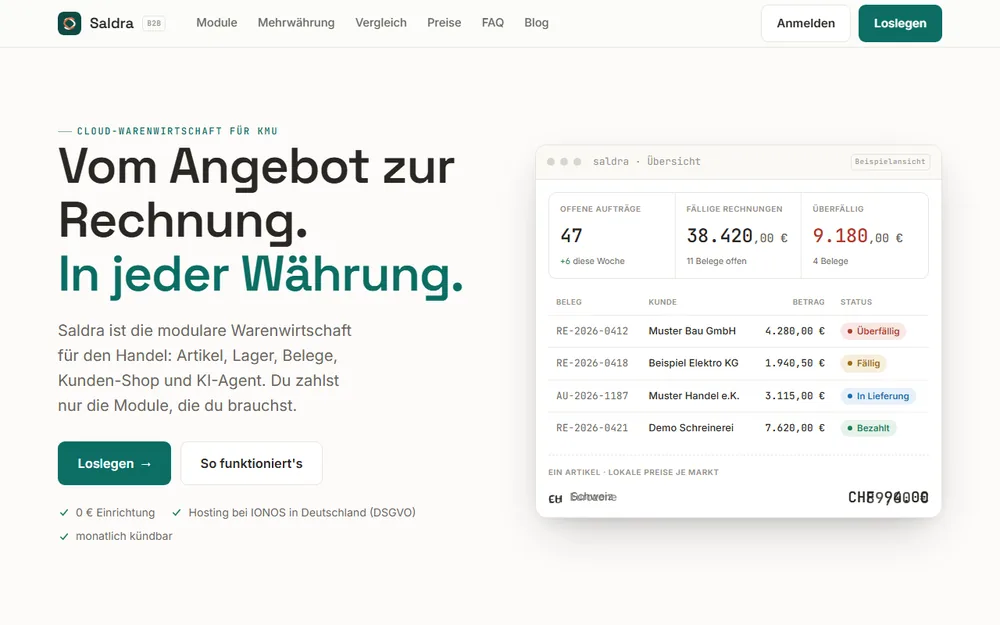 Startseite von Saldra